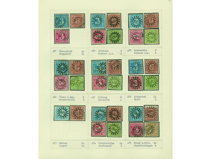1850/67 (ca.), Die SIMON-WIESENTHAL-Sammlung der geschlossenen Mühlradstempel von Nr. 1-606, jede Nummer gesammelt auf 3 Kr. 
