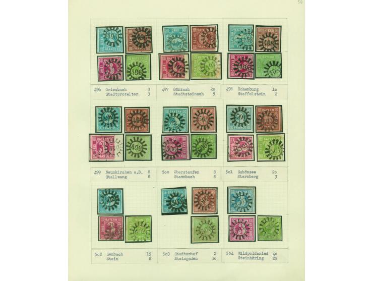 1850/67 (ca.), Die SIMON-WIESENTHAL-Sammlung der geschlossenen Mühlradstempel von Nr. 1-606, jede Nummer gesammelt auf 3 Kr. 