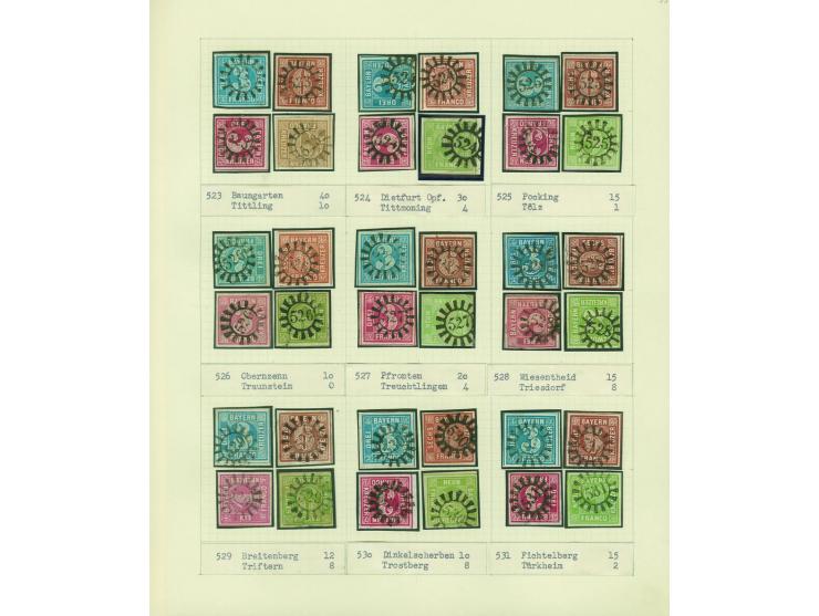 1850/67 (ca.), Die SIMON-WIESENTHAL-Sammlung der geschlossenen Mühlradstempel von Nr. 1-606, jede Nummer gesammelt auf 3 Kr. 