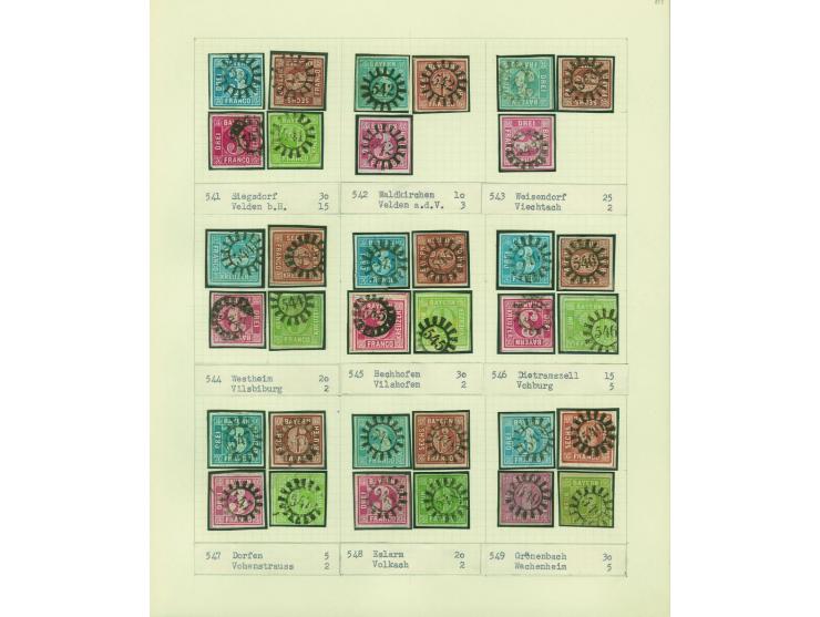 1850/67 (ca.), Die SIMON-WIESENTHAL-Sammlung der geschlossenen Mühlradstempel von Nr. 1-606, jede Nummer gesammelt auf 3 Kr. 