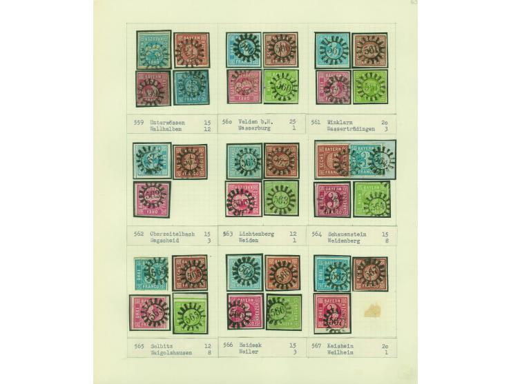 1850/67 (ca.), Die SIMON-WIESENTHAL-Sammlung der geschlossenen Mühlradstempel von Nr. 1-606, jede Nummer gesammelt auf 3 Kr. 