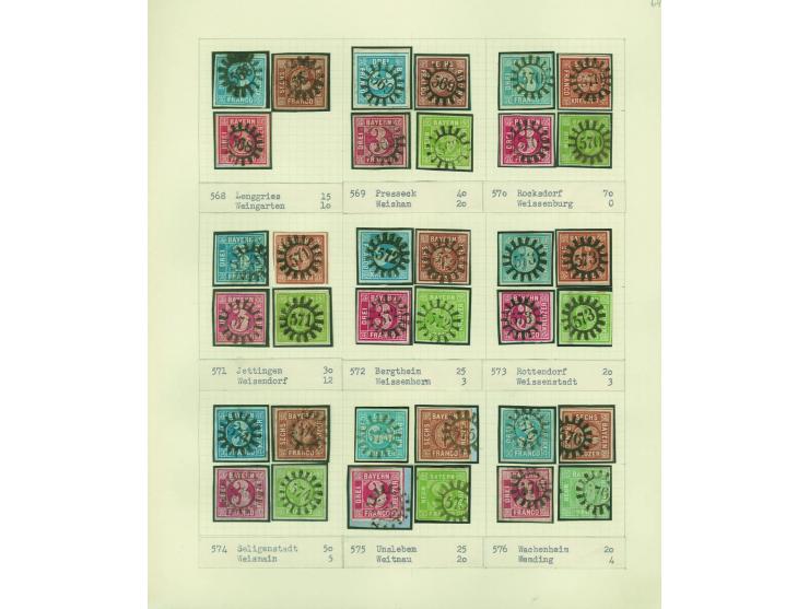 1850/67 (ca.), Die SIMON-WIESENTHAL-Sammlung der geschlossenen Mühlradstempel von Nr. 1-606, jede Nummer gesammelt auf 3 Kr. 