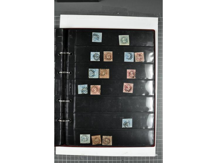 1850/67, Nummernstempel-Sammlung auf losen Marken und Briefstücken