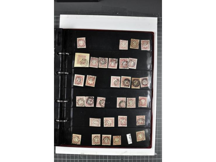 1850/67, Nummernstempel-Sammlung auf losen Marken und Briefstücken