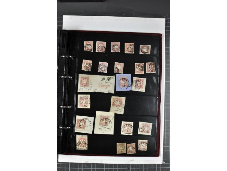 1850/67, Nummernstempel-Sammlung auf losen Marken und Briefstücken