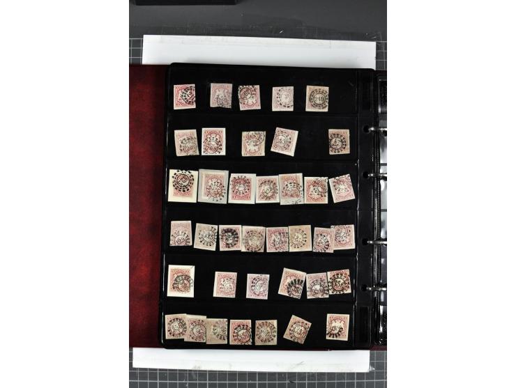 1850/67, Nummernstempel-Sammlung auf losen Marken und Briefstücken