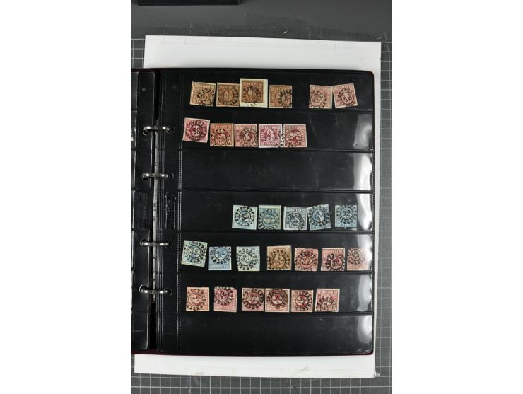 1850/67, Nummernstempel-Sammlung auf losen Marken und Briefstücken