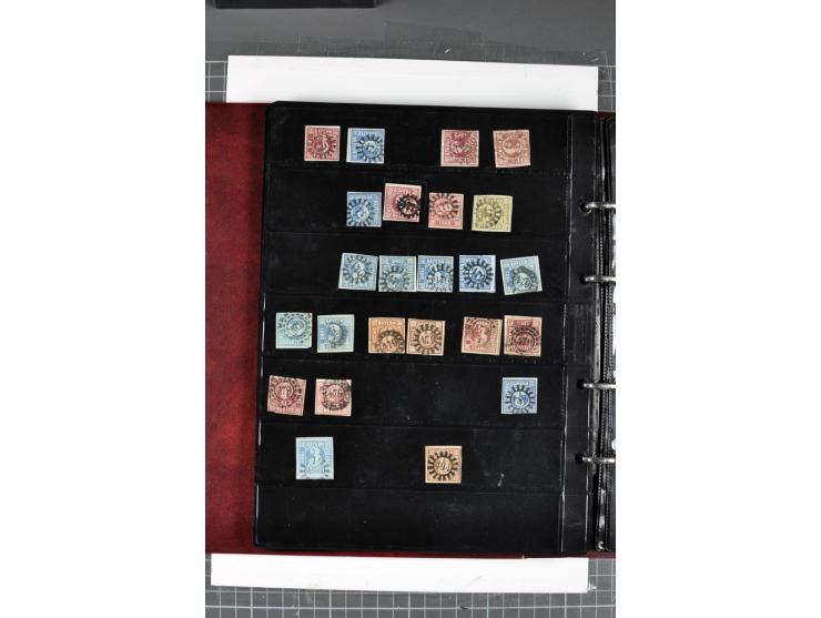 1850/67, Nummernstempel-Sammlung auf losen Marken und Briefstücken