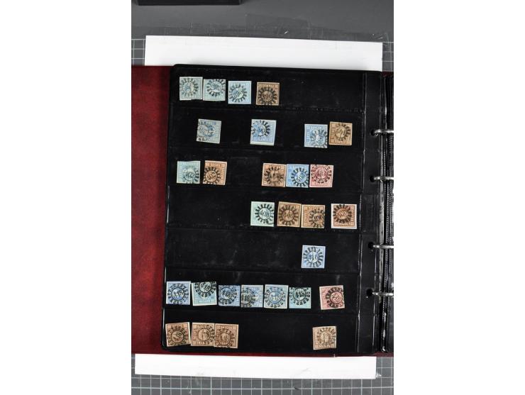 1850/67, Nummernstempel-Sammlung auf losen Marken und Briefstücken