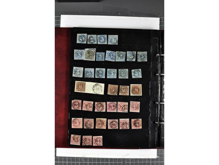 1850/67, Nummernstempel-Sammlung auf losen Marken und Briefstücken