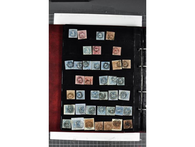 1850/67, Nummernstempel-Sammlung auf losen Marken und Briefstücken