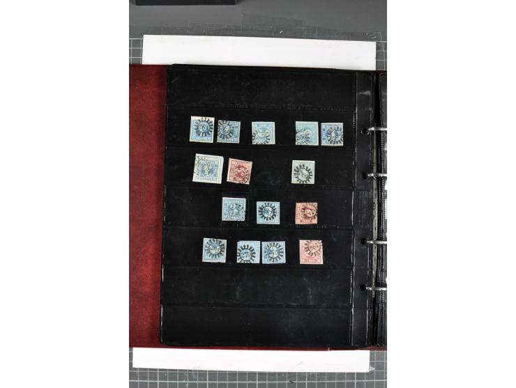 1850/67, Nummernstempel-Sammlung auf losen Marken und Briefstücken
