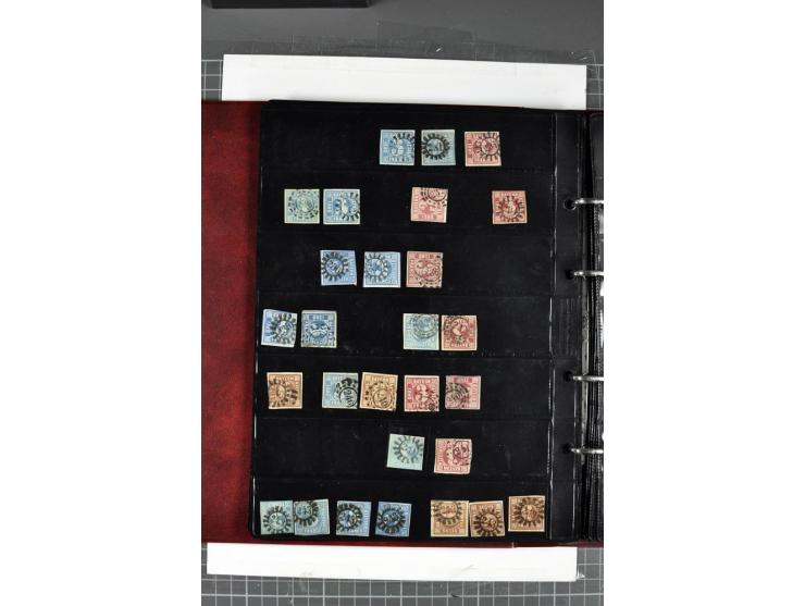 1850/67, Nummernstempel-Sammlung auf losen Marken und Briefstücken