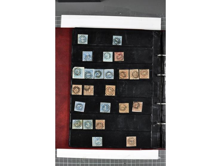 1850/67, Nummernstempel-Sammlung auf losen Marken und Briefstücken