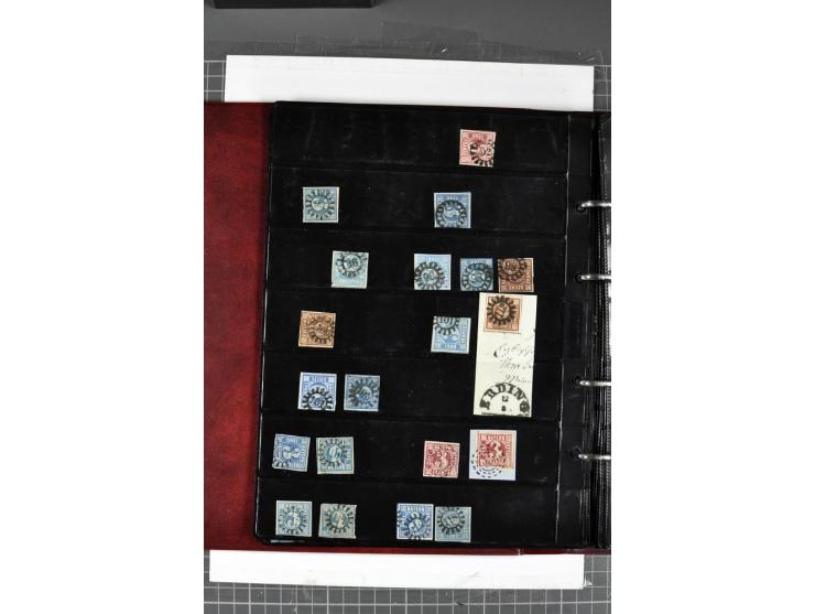 1850/67, Nummernstempel-Sammlung auf losen Marken und Briefstücken