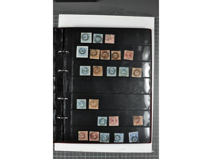 1850/67, Nummernstempel-Sammlung auf losen Marken und Briefstücken