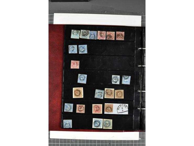 1850/67, Nummernstempel-Sammlung auf losen Marken und Briefstücken