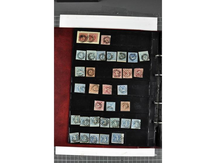 1850/67, Nummernstempel-Sammlung auf losen Marken und Briefstücken