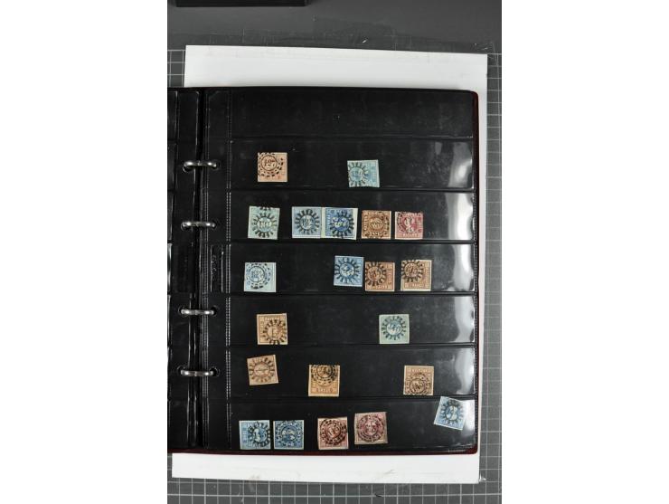 1850/67, Nummernstempel-Sammlung auf losen Marken und Briefstücken