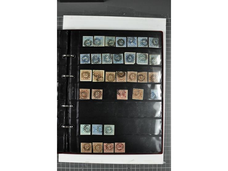 1850/67, Nummernstempel-Sammlung auf losen Marken und Briefstücken