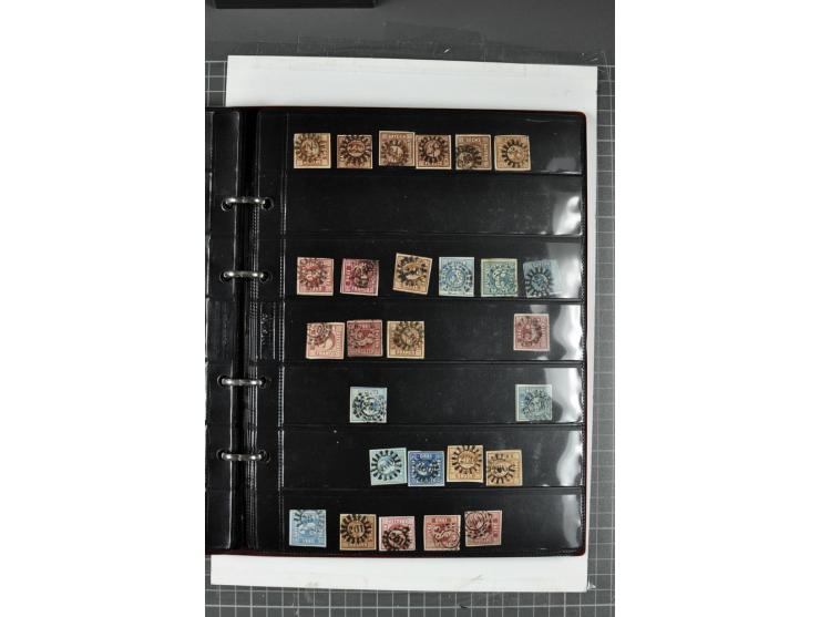 1850/67, Nummernstempel-Sammlung auf losen Marken und Briefstücken