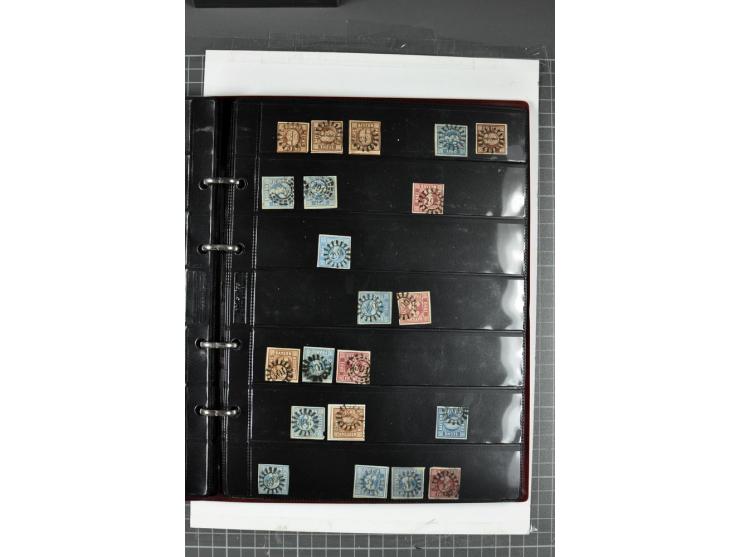 1850/67, Nummernstempel-Sammlung auf losen Marken und Briefstücken