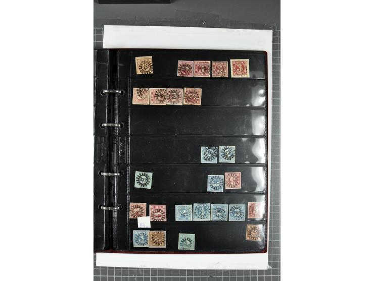 1850/67, Nummernstempel-Sammlung auf losen Marken und Briefstücken