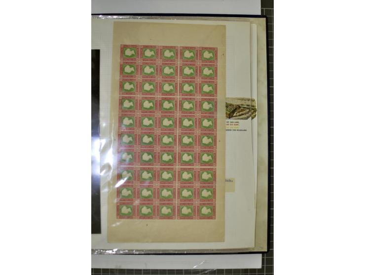1867/90, hochinteressante Partie, dabei viele Originalbogen u.a. Mi.-Nr. 3, 8c, 14e, 15 und 18, dazu einige Neudruck-Bogen, m