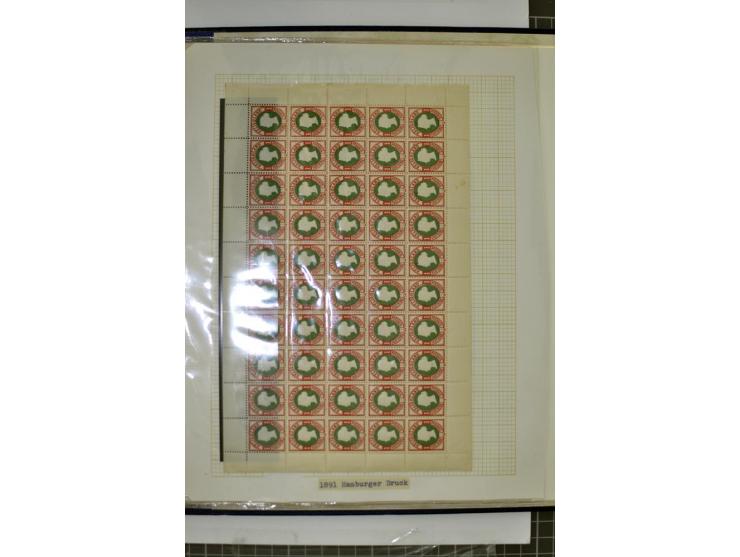 1867/90, hochinteressante Partie, dabei viele Originalbogen u.a. Mi.-Nr. 3, 8c, 14e, 15 und 18, dazu einige Neudruck-Bogen, m