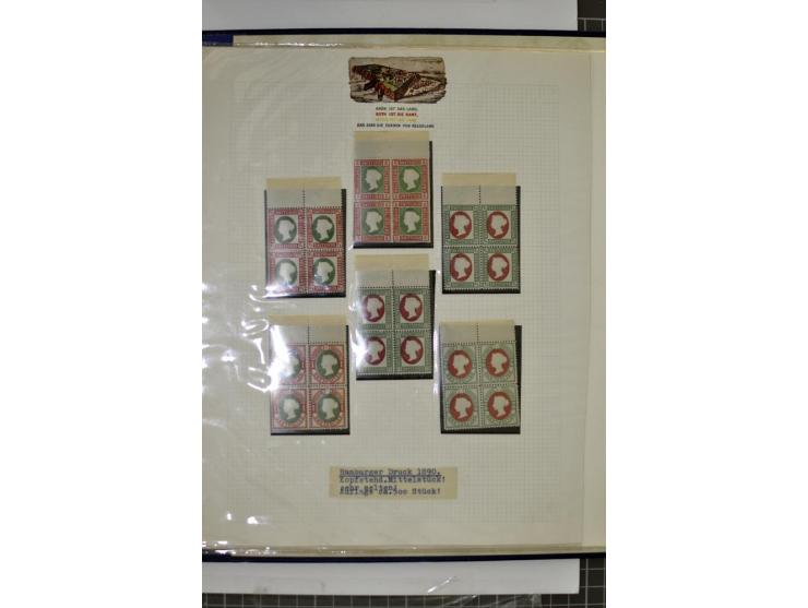 1867/90, hochinteressante Partie, dabei viele Originalbogen u.a. Mi.-Nr. 3, 8c, 14e, 15 und 18, dazu einige Neudruck-Bogen, m