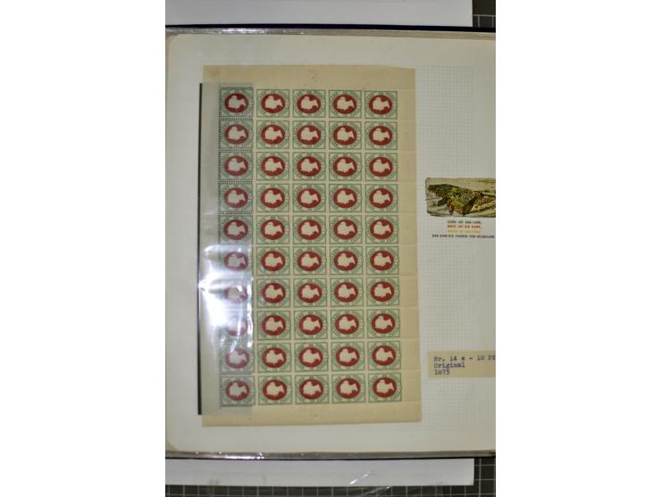 1867/90, hochinteressante Partie, dabei viele Originalbogen u.a. Mi.-Nr. 3, 8c, 14e, 15 und 18, dazu einige Neudruck-Bogen, m