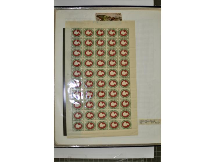 1867/90, hochinteressante Partie, dabei viele Originalbogen u.a. Mi.-Nr. 3, 8c, 14e, 15 und 18, dazu einige Neudruck-Bogen, m