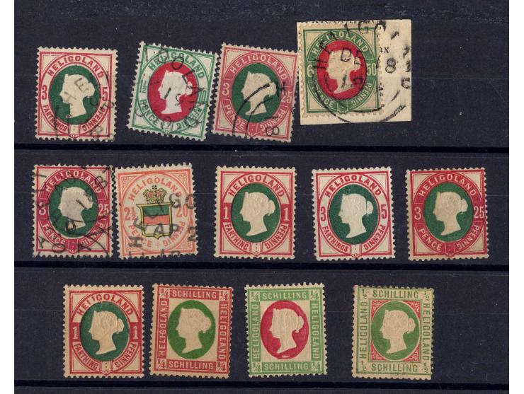 1869/76, saubere Partie mit 13 ungebrauchten und gestempelten Marken, fast nur verschiedene und meist signiert