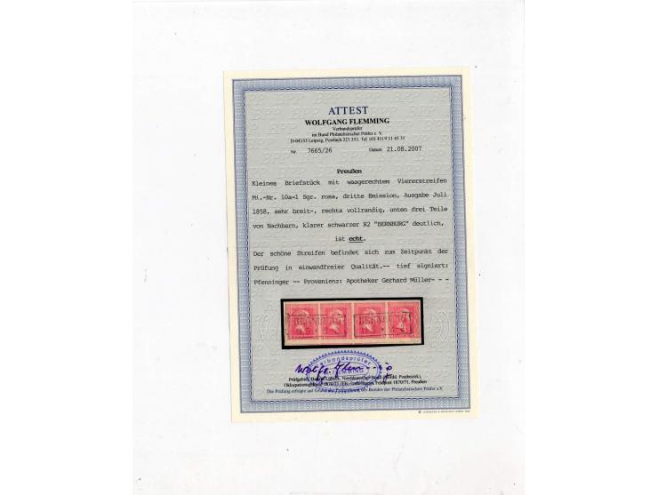 DIE KURT METZER - SAMMLUNG : 1850/59, hervorragende Spezialsammlung der Kopfausgaben in 4 Kassetten, gestempelt und auf Brief