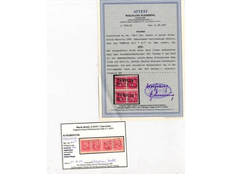 DIE KURT METZER - SAMMLUNG : 1850/59, hervorragende Spezialsammlung der Kopfausgaben in 4 Kassetten, gestempelt und auf Brief