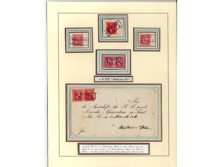 DIE KURT METZER - SAMMLUNG : 1850/59, hervorragende Spezialsammlung der Kopfausgaben in 4 Kassetten, gestempelt und auf Brief