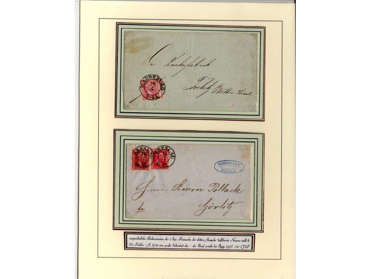DIE KURT METZER - SAMMLUNG : 1850/59, hervorragende Spezialsammlung der Kopfausgaben in 4 Kassetten, gestempelt und auf Brief