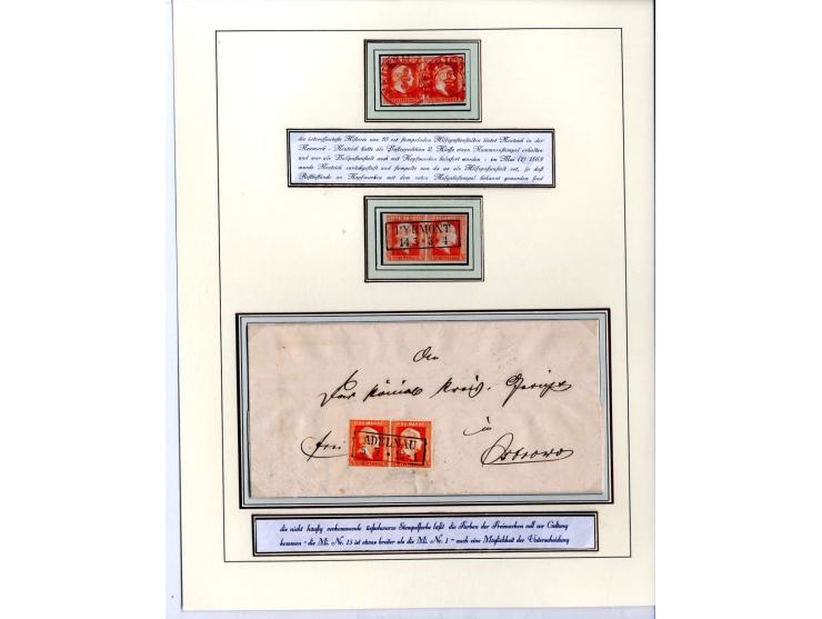DIE KURT METZER - SAMMLUNG : 1850/59, hervorragende Spezialsammlung der Kopfausgaben in 4 Kassetten, gestempelt und auf Brief