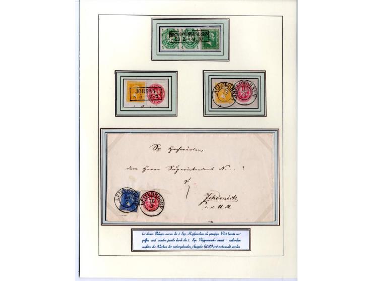 DIE KURT METZER - SAMMLUNG : 1850/59, hervorragende Spezialsammlung der Kopfausgaben in 4 Kassetten, gestempelt und auf Brief