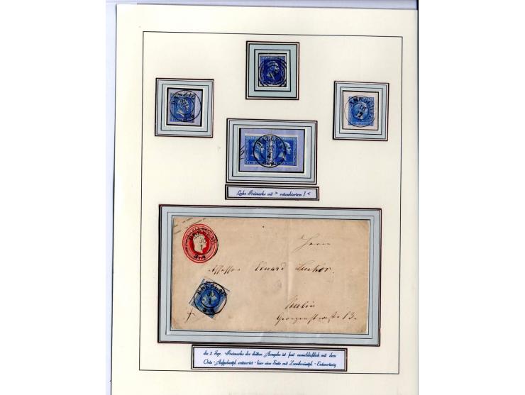 DIE KURT METZER - SAMMLUNG : 1850/59, hervorragende Spezialsammlung der Kopfausgaben in 4 Kassetten, gestempelt und auf Brief