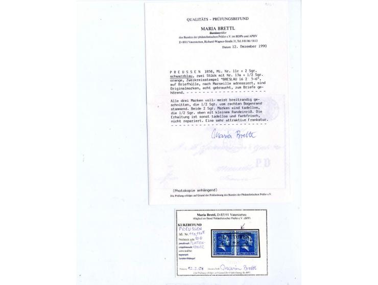 DIE KURT METZER - SAMMLUNG : 1850/59, hervorragende Spezialsammlung der Kopfausgaben in 4 Kassetten, gestempelt und auf Brief
