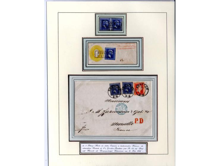 DIE KURT METZER - SAMMLUNG : 1850/59, hervorragende Spezialsammlung der Kopfausgaben in 4 Kassetten, gestempelt und auf Brief