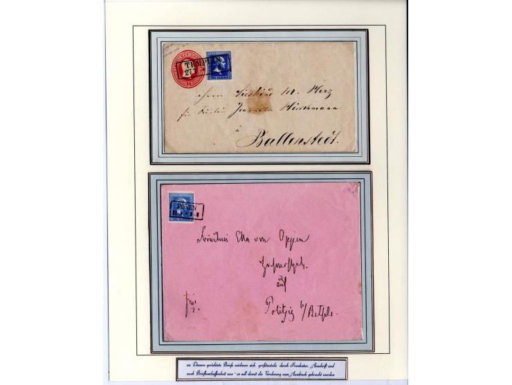 DIE KURT METZER - SAMMLUNG : 1850/59, hervorragende Spezialsammlung der Kopfausgaben in 4 Kassetten, gestempelt und auf Brief