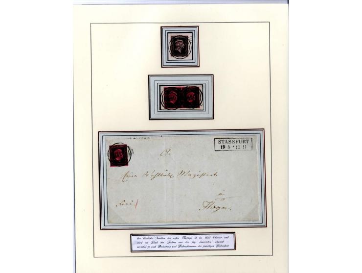 DIE KURT METZER - SAMMLUNG : 1850/59, hervorragende Spezialsammlung der Kopfausgaben in 4 Kassetten, gestempelt und auf Brief