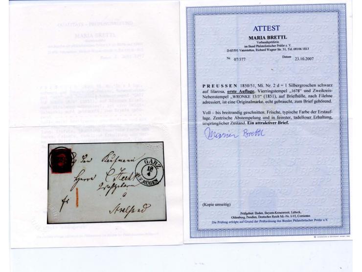 DIE KURT METZER - SAMMLUNG : 1850/59, hervorragende Spezialsammlung der Kopfausgaben in 4 Kassetten, gestempelt und auf Brief