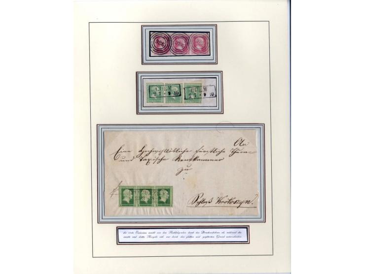 DIE KURT METZER - SAMMLUNG : 1850/59, hervorragende Spezialsammlung der Kopfausgaben in 4 Kassetten, gestempelt und auf Brief