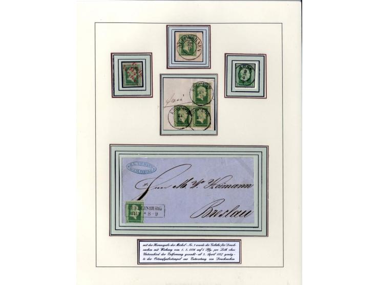 DIE KURT METZER - SAMMLUNG : 1850/59, hervorragende Spezialsammlung der Kopfausgaben in 4 Kassetten, gestempelt und auf Brief