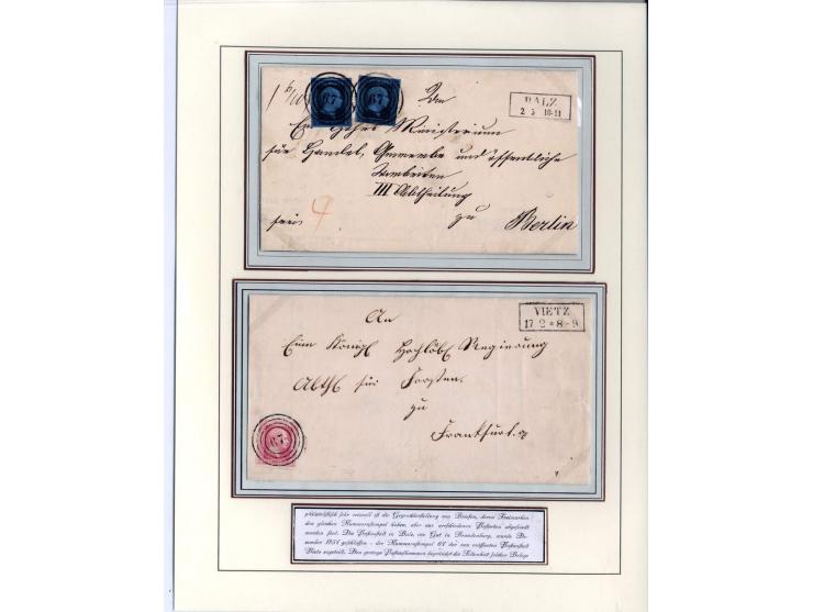 DIE KURT METZER - SAMMLUNG : 1850/59, hervorragende Spezialsammlung der Kopfausgaben in 4 Kassetten, gestempelt und auf Brief