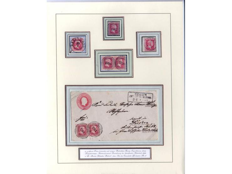 DIE KURT METZER - SAMMLUNG : 1850/59, hervorragende Spezialsammlung der Kopfausgaben in 4 Kassetten, gestempelt und auf Brief