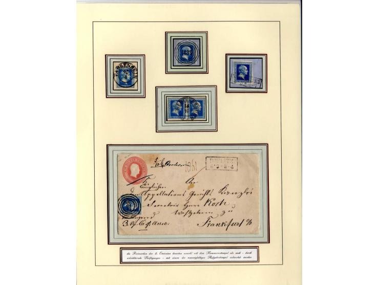 DIE KURT METZER - SAMMLUNG : 1850/59, hervorragende Spezialsammlung der Kopfausgaben in 4 Kassetten, gestempelt und auf Brief